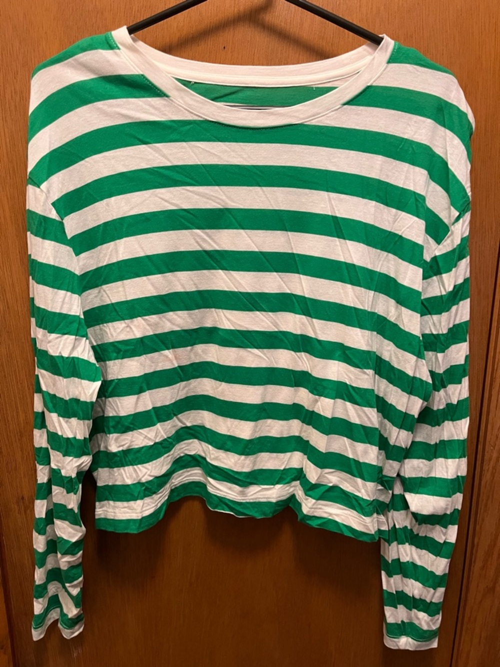 a new day Green and White Striped Long Sleeve Tee